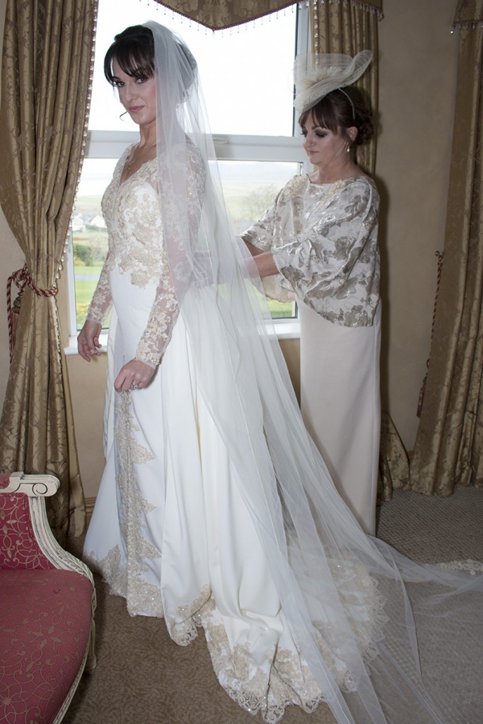 Handmade wedding dress, Winter wedding at Ballyliffin Lodge