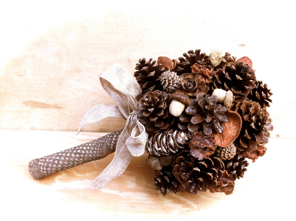 2a. Be different with a unique bouquet of acorns and pine cones. Idea from Pretty Twists