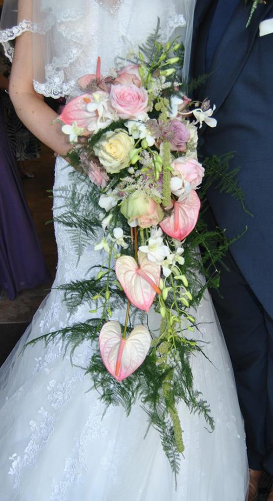 4b. Another cascading lily showstopper but this time with pink calla lilies for a touch of romance. Floral creation by Ma Fleur, Portstewart